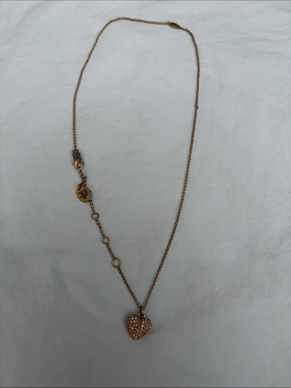 Juicy Couture vintage Gold Heart Pendant Necklace with Crystal Accents
